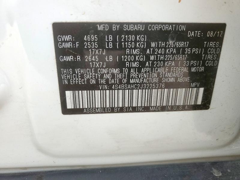 2018 SUBARU OUTBACK 2.5I PREMIUM #3282601894