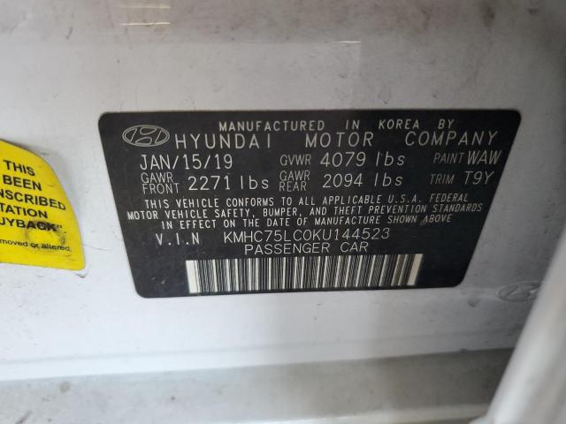 2019 HYUNDAI IONIQ SEL KMHC75LC0KU144523