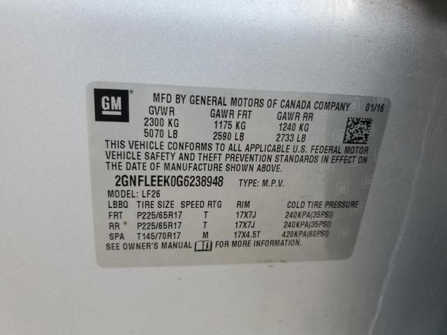 2016 CHEVROLET EQUINOX 2GNFLEEK0G6238948