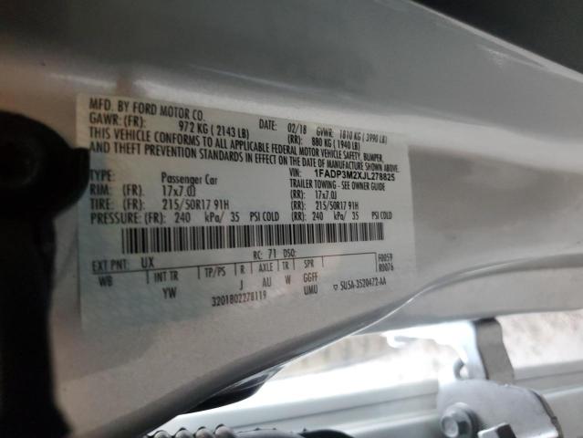 2018 FORD FOCUS SEL 1FADP3M2XJL278825