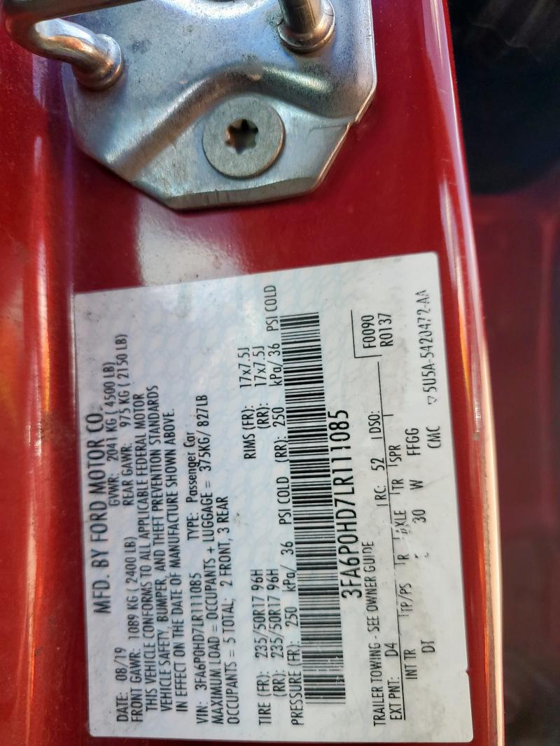 2020 FORD FUSION SE 3FA6P0HD7LR111085