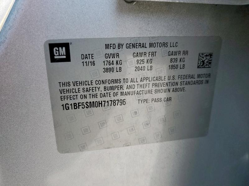 2017 CHEVROLET CRUZE PREM 1G1BF5SM0H7178796