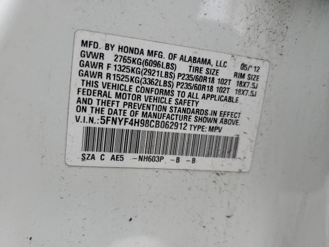 2012 HONDA PILOT TOURING #3310483108