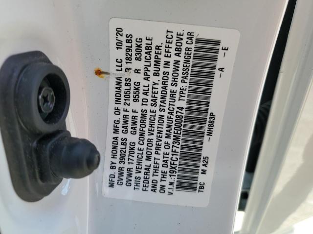 2021 HONDA CIVIC EXL 19XFC1F73ME000874