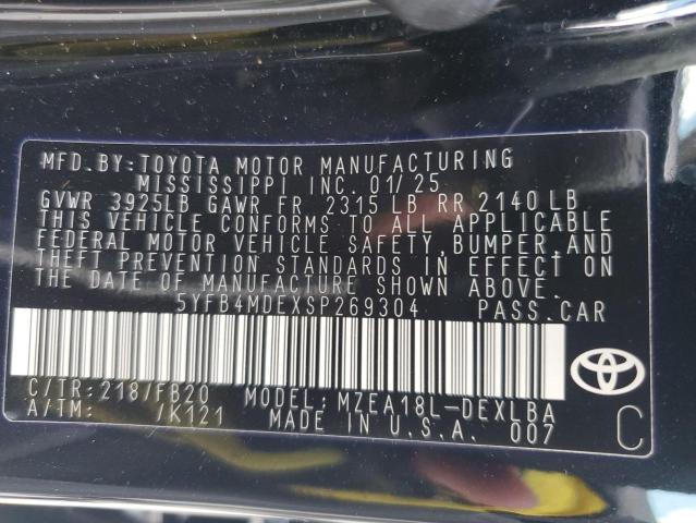 2025 TOYOTA COROLLA LE 5YFB4MDEXSP269304