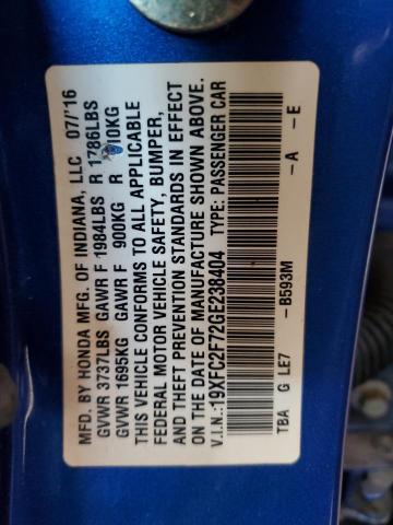 2016 HONDA CIVIC EX 19XFC2F72GE238404