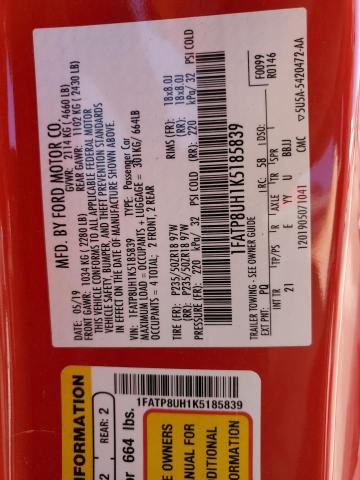 2019 FORD MUSTANG 1FATP8UH1K5185839
