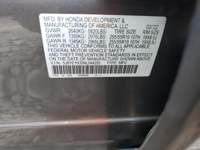 2022 ACURA MDX 5J8YE1H39NL044255