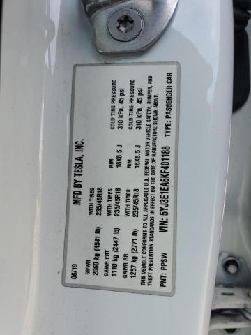 2019 TESLA MODEL 3 5YJ3E1EA6KF401188