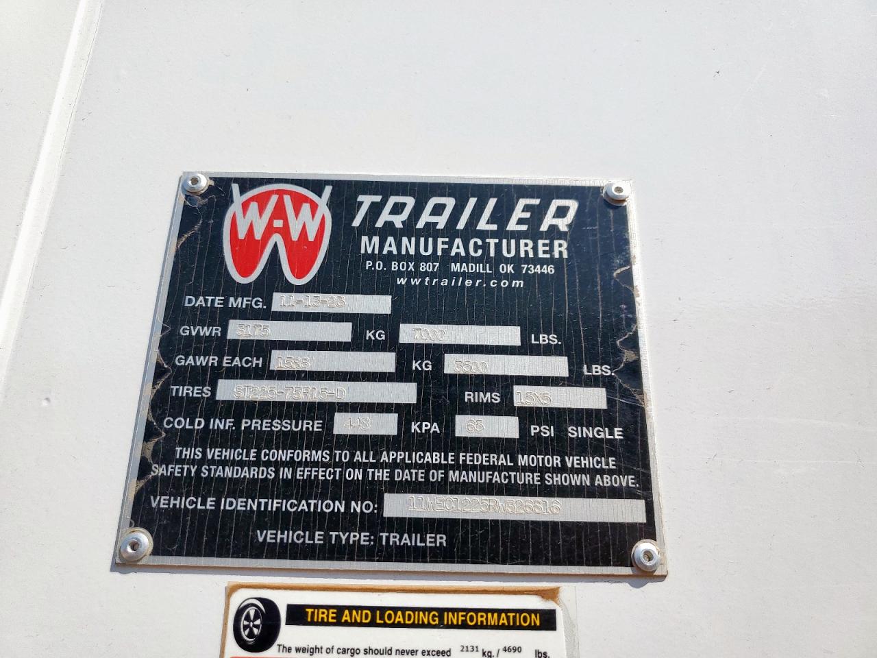 Lot #3218312833 2024 WW MFG UNKNOWN