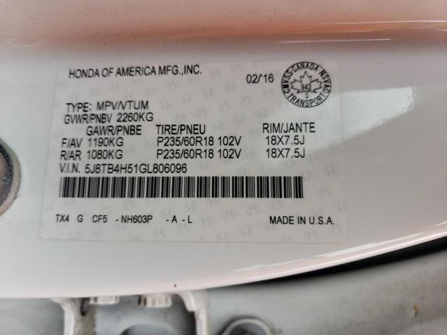 2016 ACURA RDX TECHNO 5J8TB4H51GL806096