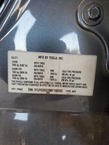 2021 TESLA MODEL Y 5YJYGDEE9MF190592