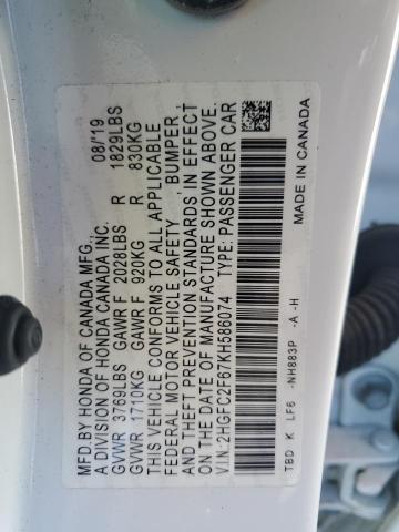 2019 HONDA CIVIC LX 2HGFC2F67KH586074