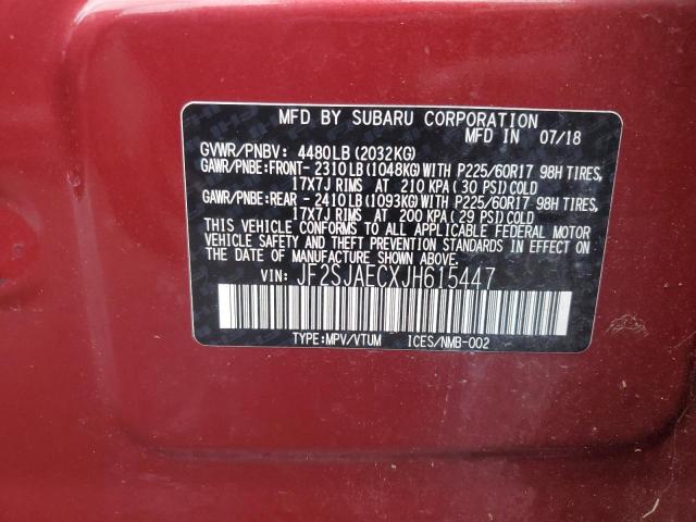 2018 SUBARU FORESTER 2 JF2SJAECXJH615447