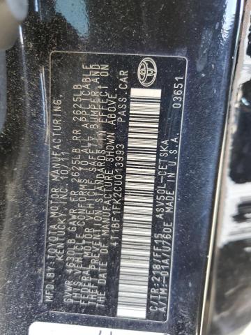 2012 TOYOTA CAMRY BASE - 4T1BF1FK2CU013993
