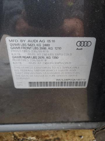 2016 AUDI Q5 PREMIUM WA1L2AFP2GA149719