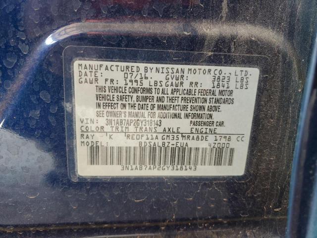 2016 NISSAN SENTRA S 3N1AB7AP2GY318143
