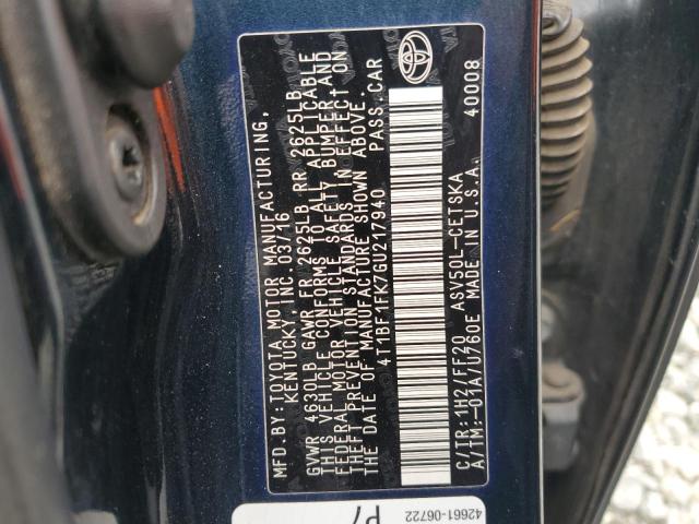 2016 TOYOTA CAMRY LE 4T1BF1FK7GU217940