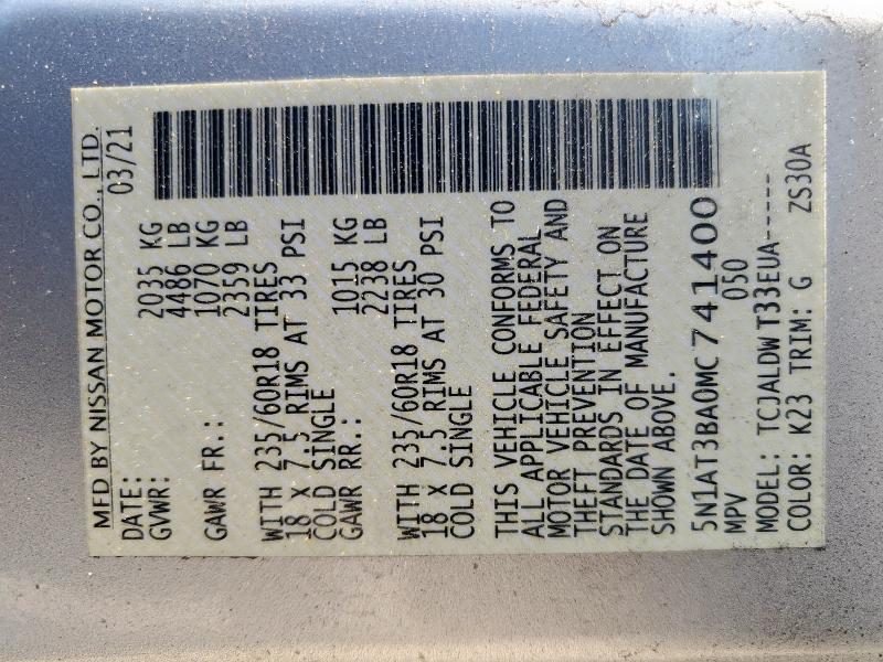 2021 NISSAN ROGUE SV - 5N1AT3BA0MC741400