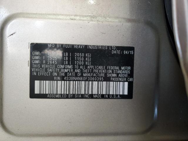 2015 SUBARU LEGACY 2.5 4S3BNAN60F3060395