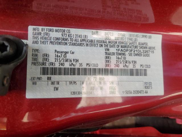 2013 FORD FOCUS SE - 1FADP3F21DL326715