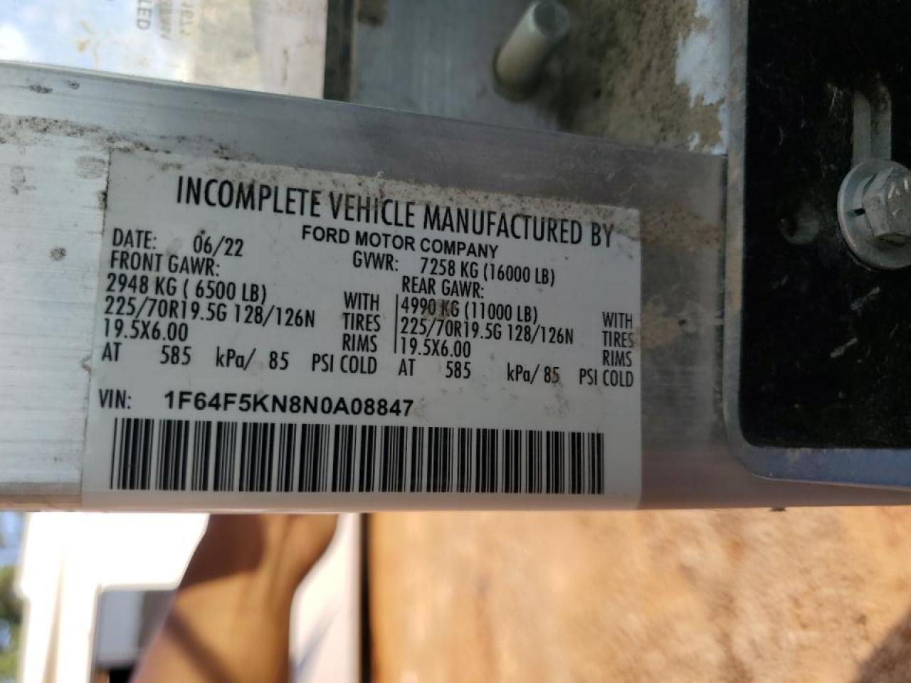 Lot #3285734698 2022 FORD F59