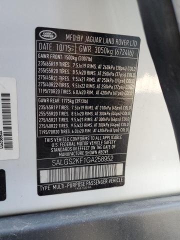 2016 LAND ROVER RANGE ROVE SALGS2KF1GA258952