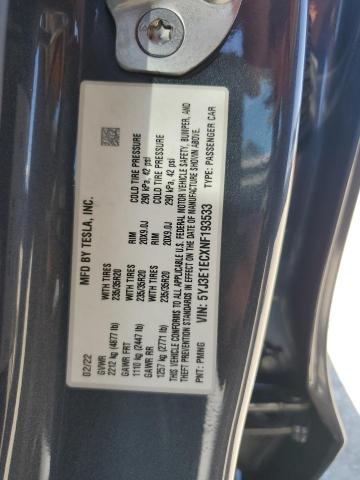 2022 TESLA MODEL 3 5YJ3E1ECXNF193533