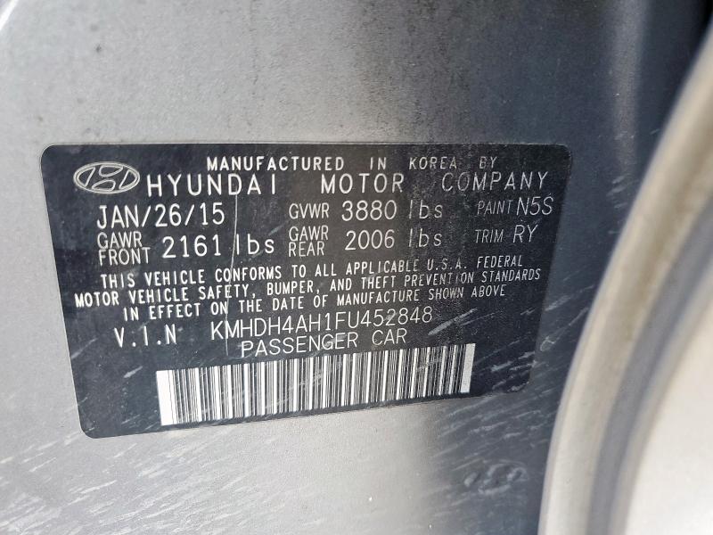 2015 HYUNDAI ELANTRA SE - KMHDH4AH1FU452848