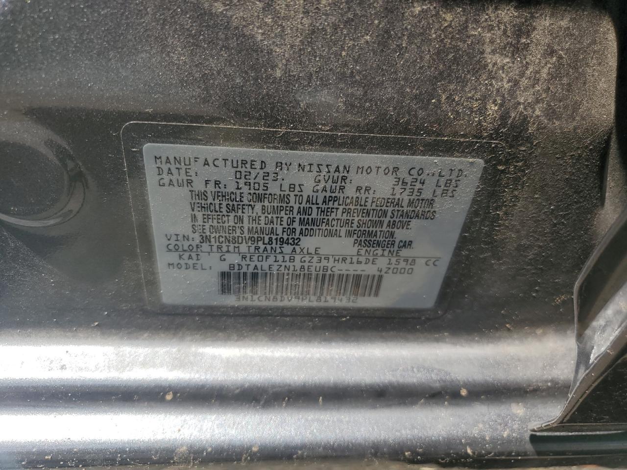 Lot #3301792375 2023 NISSAN VERSA S