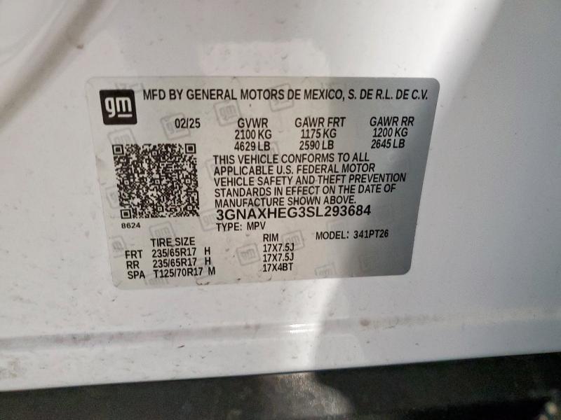 2025 CHEVROLET EQUINOX LT 3GNAXHEG3SL293684