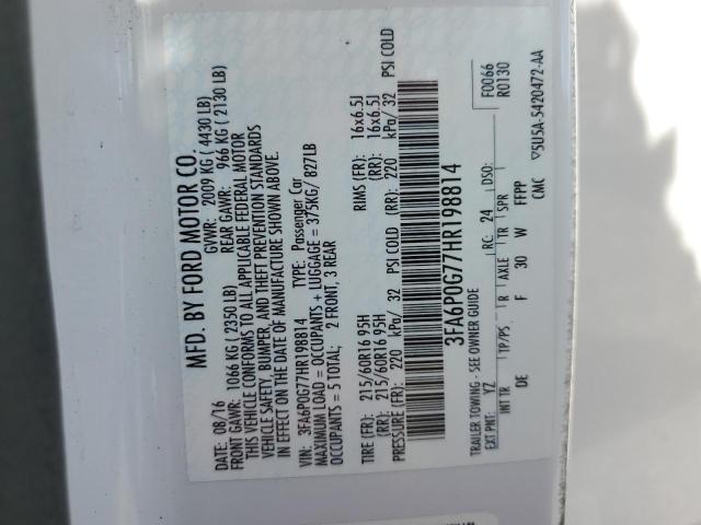 2017 FORD FUSION S 3FA6P0G77HR198814