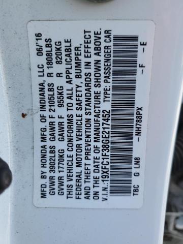 2016 HONDA CIVIC EX 19XFC1F38GE217452