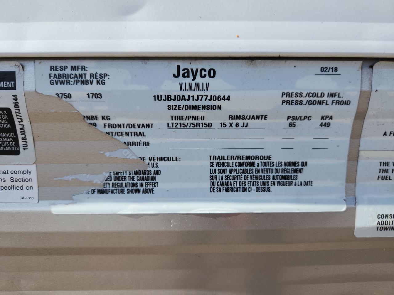 Lot #3234581054 2017 JAY JAY FLIGHT