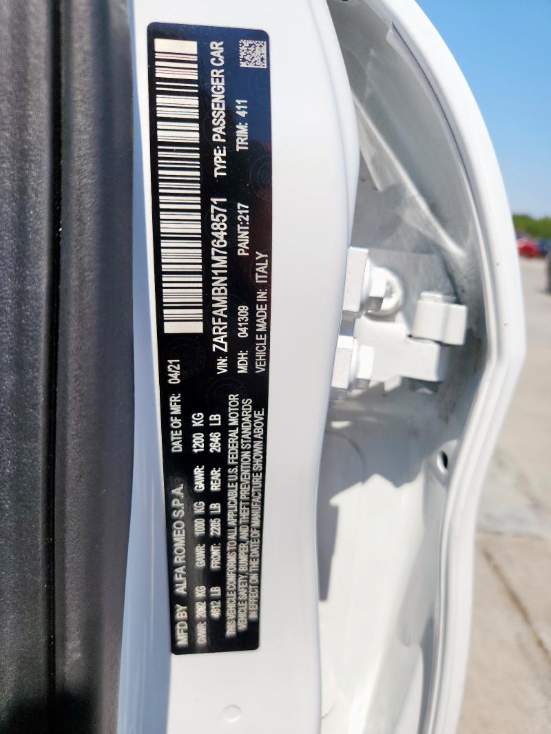 2021 ALFA ROMEO GIULIA TI ZARFAMBN1M7648571