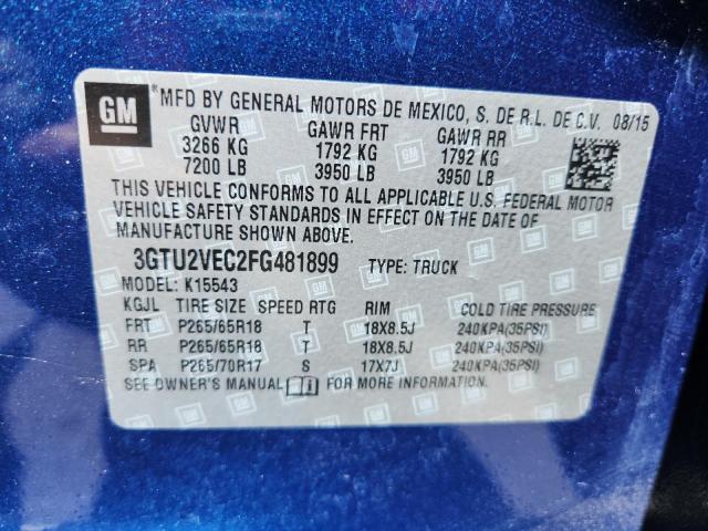 2015 GMC SIERRA K15 3GTU2VEC2FG481899
