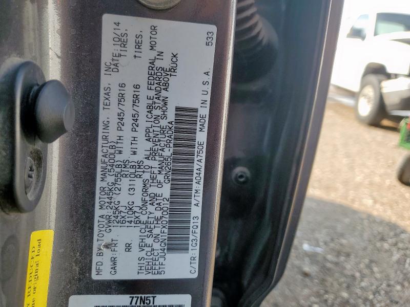 2015 TOYOTA TACOMA DOU 5TFJU4GN1FX070012