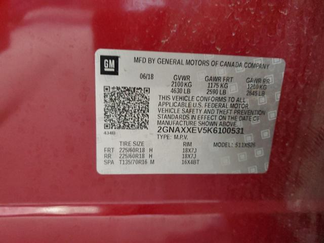 2019 CHEVROLET EQUINOX PREMIER 2GNAXXEV5K6100531
