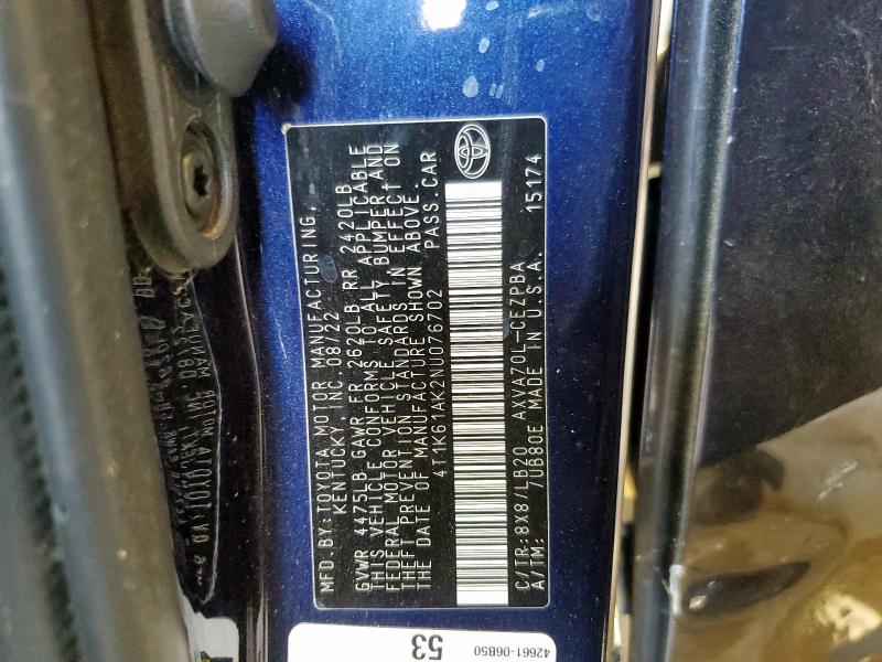 2022 TOYOTA CAMRY XSE 4T1K61AK2NU076702