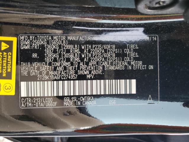 2015 LEXUS RX 350 BASE 2T2BK1BA6FC274957
