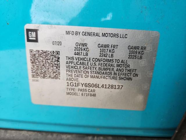 2020 CHEVROLET BOLT EV LT 1G1FY6S06L4128137