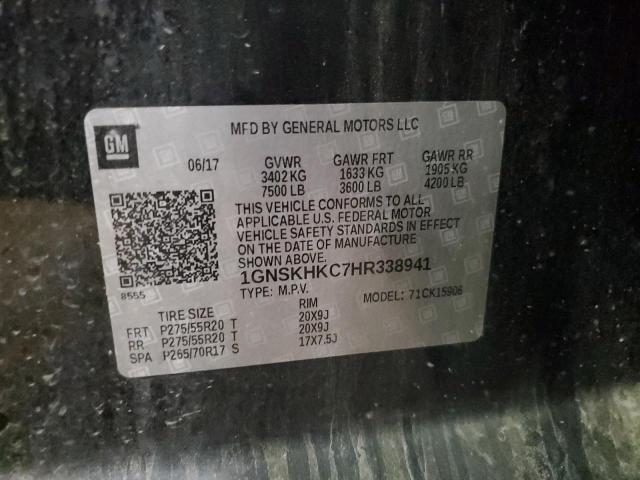 2017 CHEVROLET SUBURBAN K - 1GNSKHKC7HR338941