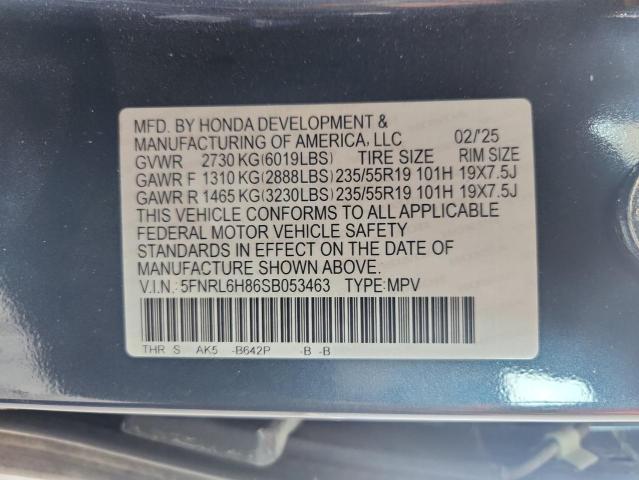 2025 HONDA ODYSSEY TOURING 5FNRL6H86SB053463