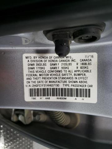 2017 HONDA CIVIC EX 2HGFC1F31HH637190