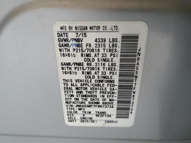 2015 NISSAN ROGUE SELE JN8AS5MT7FW673734