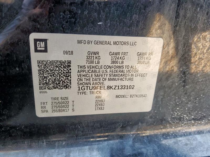 2019 GMC SIERRA K1500 DENALI 1GTU9FEL8KZ133102