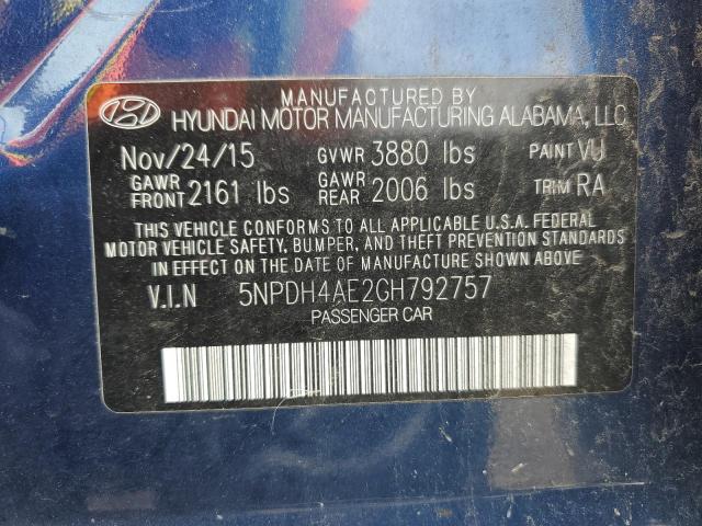 2016 HYUNDAI ELANTRA SE 5NPDH4AE2GH792757