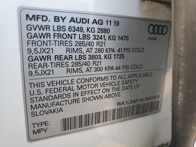 2020 AUDI Q7 PREMIUM WA1LXAF74LD001615