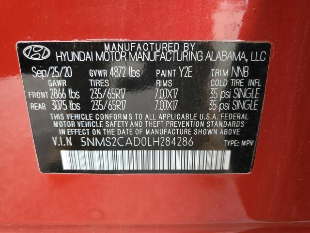 2020 HYUNDAI SANTA FE S 5NMS2CAD0LH284286