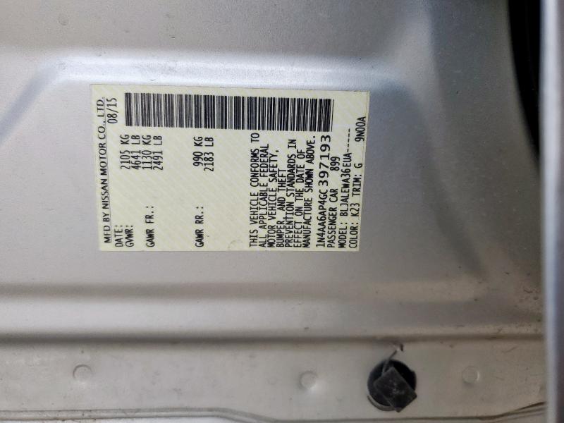 2016 NISSAN MAXIMA 3.5S 1N4AA6AP4GC397193